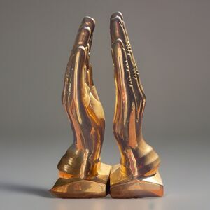 VTG Solid Brass Praying Hands Bookends 7.5” Religious Decor Shelf Decor India